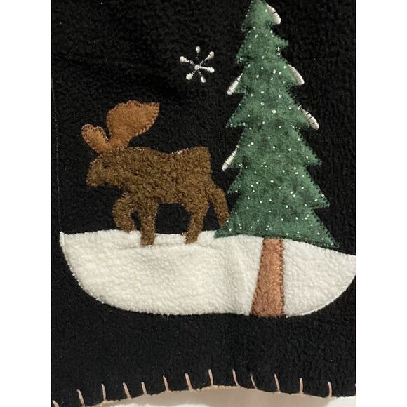 Vintage Country Christmas Fleece Open Front Cardigan Jacket Felt Patchwork - Picture 5 of 12